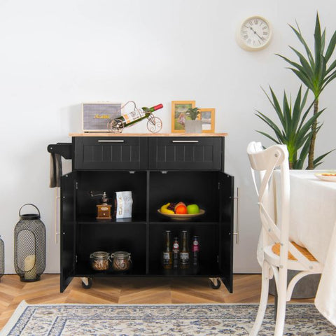 Elegant Mobile Kitchen Island with Ample Storage and Stylish Striped Wood Design
