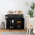 Elegant Mobile Kitchen Island with Ample Storage and Stylish Striped Wood Design