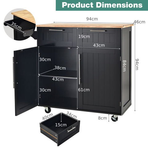 Elegant Mobile Kitchen Island with Ample Storage and Stylish Striped Wood Design