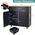 Elegant Mobile Kitchen Island with Ample Storage and Stylish Striped Wood Design