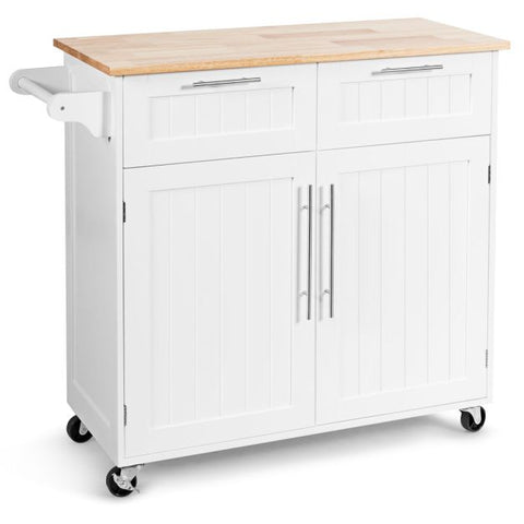 Elegant Mobile Kitchen Island with Ample Storage and Stylish Striped Wood Design