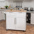Elegant Mobile Kitchen Island with Ample Storage and Stylish Striped Wood Design