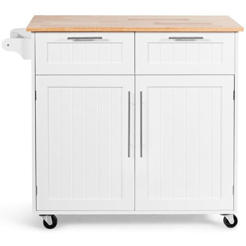 Elegant Mobile Kitchen Island with Ample Storage and Stylish Striped Wood Design