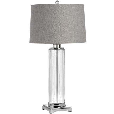 Classic and Timeless Table lamp with Fluted Glass Base and Chrome Finishes