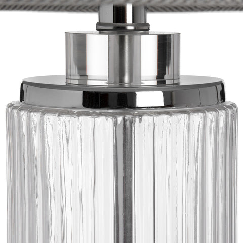 Classic and Timeless Table lamp with Fluted Glass Base and Chrome Finishes