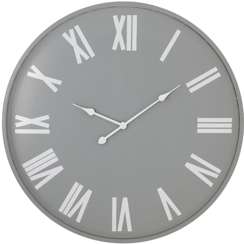 Contemporary Large Wall Clock with Monochromatic design and Roman Numerals in Grey