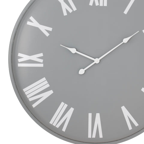 Contemporary Large Wall Clock with Monochromatic design and Roman Numerals in Grey