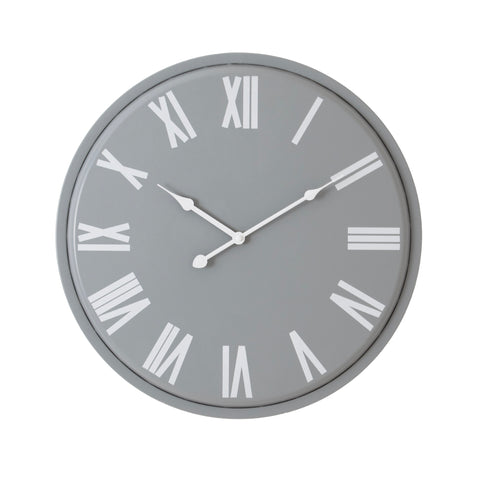 Contemporary Wall Clock with Monochromatic design and Roman Numerals in Grey