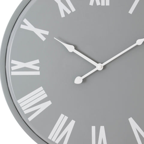 Contemporary Wall Clock with Monochromatic design and Roman Numerals in Grey