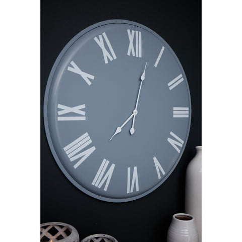 Contemporary Wall Clock with Monochromatic design and Roman Numerals in Grey