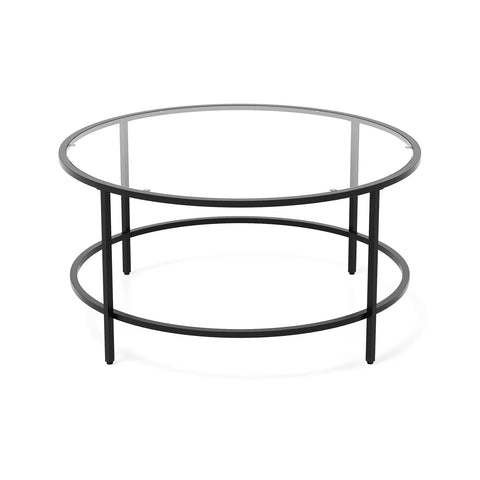 Stylish and Veratile Round Coffee Table with Tempered Glass Top