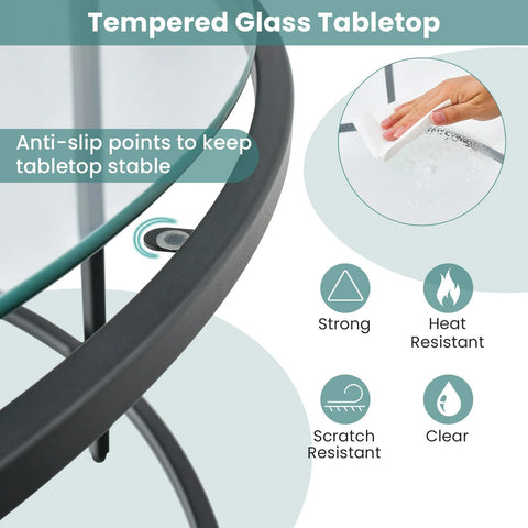 Stylish and Veratile Round Coffee Table with Tempered Glass Top
