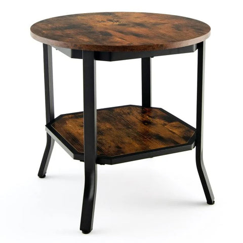 Stylish Round Side Table with Sturdy Metal Frame and Industrial Design