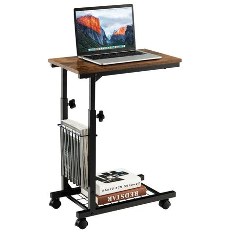 Compact and Tall Side Table with C-Shape and Adjustable Height