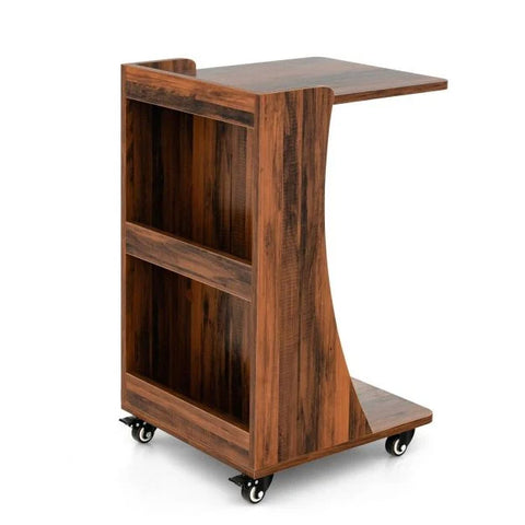 Versatile Movable Side Table with C-Shaped Design and Ample Storage