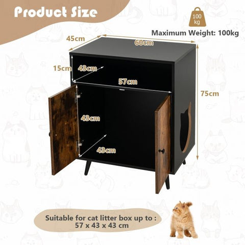 Contemporary Cat Litter Box Enclosure with Side Entry