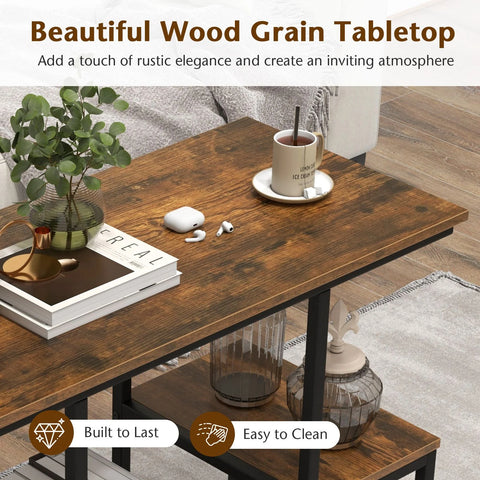 Open Design Industrial TV Stand with Metal Frame and Ample Storage Space in Rustic Brown