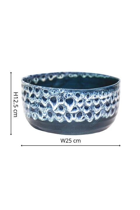 Dazzling Indoor Waterproof Planter with Reactive Glaze in Sapphire