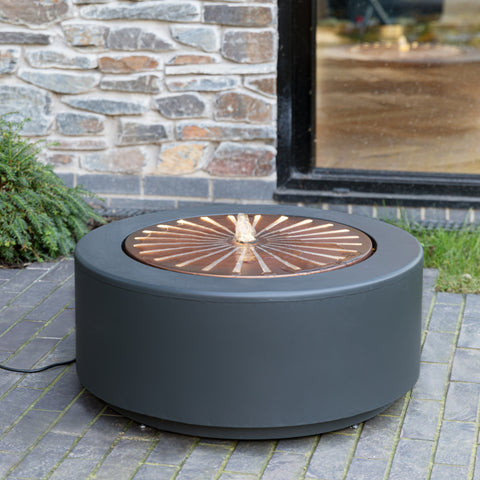Designer Round Water Fountain with Ambient LED Lighting