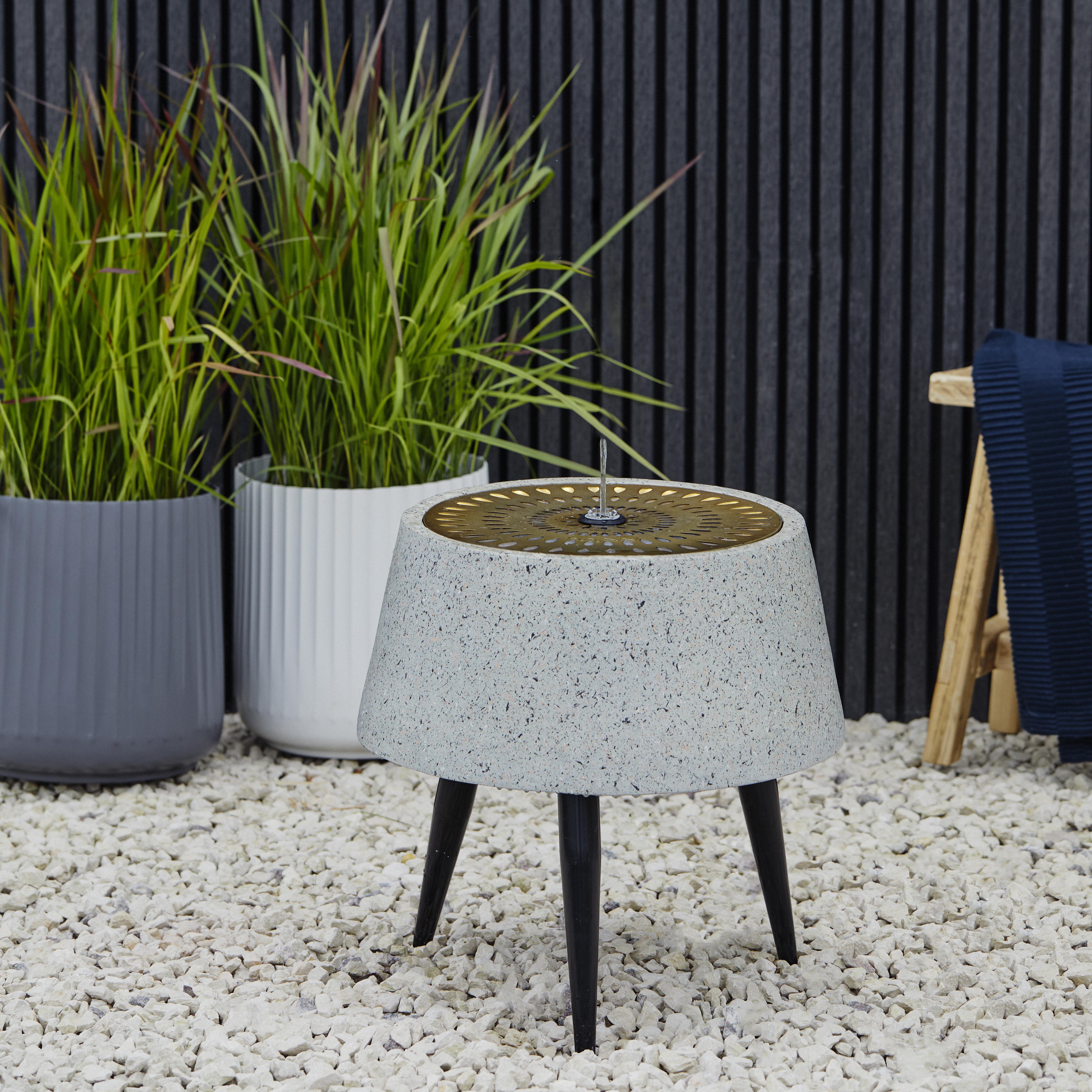 Solis Water Feature on Stand with Light Display in Terrazzo & Brass ...