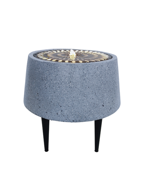 Solis Water Feature on Stand with Light Display in Terrazzo & Brass