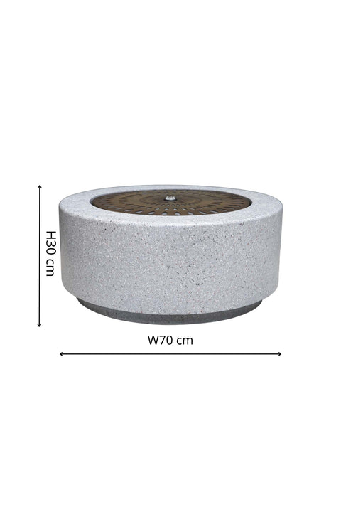 Elegant Light Display Terrazzo Water Feature with Brass Finish