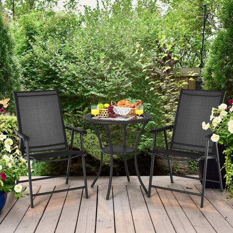 Outdoor Folding Dining Chair Set with Premium Fabric and Ergonomic Armrests