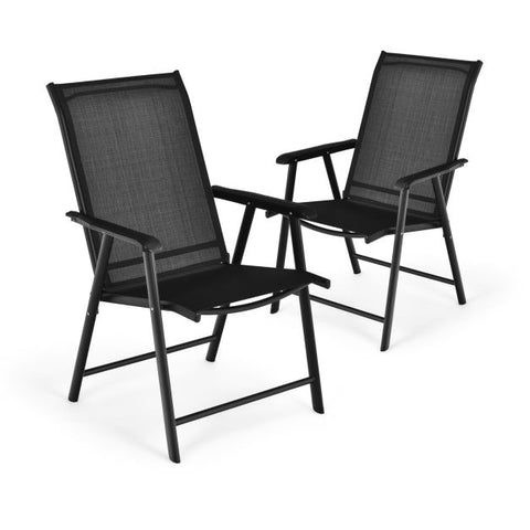 Outdoor Folding Dining Chair Set with Premium Fabric and Ergonomic Armrests