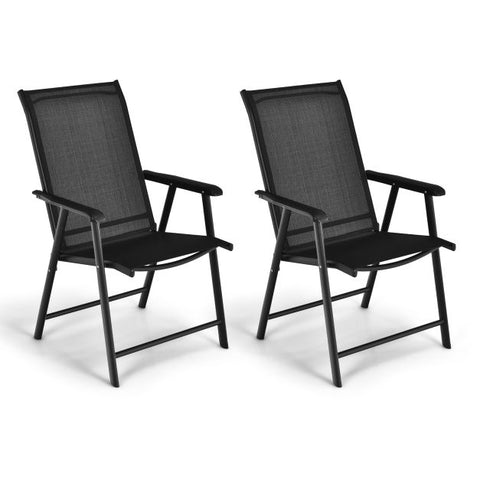 Outdoor Folding Dining Chair Set with Premium Fabric and Ergonomic Armrests