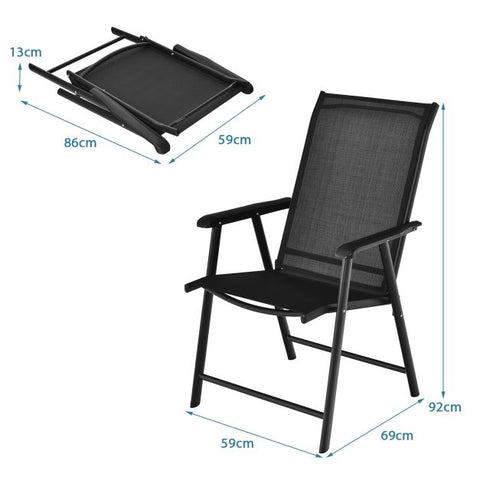 Outdoor Folding Dining Chair Set with Premium Fabric and Ergonomic Armrests