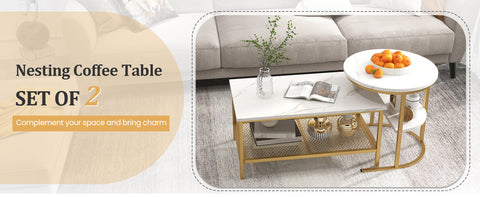 Practical and Stylish Set of 2 Nesting Coffee Tables
