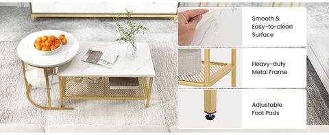 Practical and Stylish Set of 2 Nesting Coffee Tables