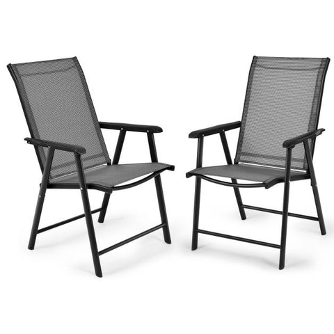 Outdoor Folding Dining Chair Set with Premium Fabric and Ergonomic Armrests
