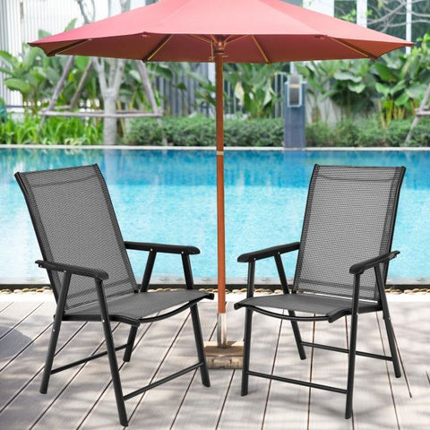 Outdoor Folding Dining Chair Set with Premium Fabric and Ergonomic Armrests