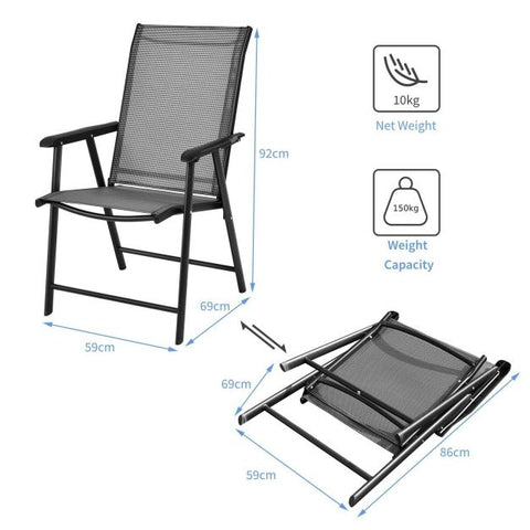 Outdoor Folding Dining Chair Set with Premium Fabric and Ergonomic Armrests