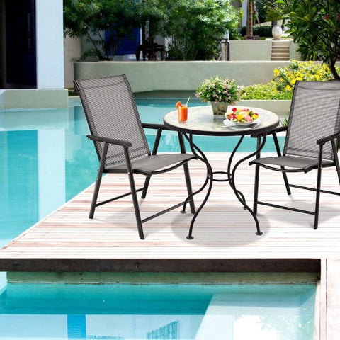 Outdoor Folding Dining Chair Set with Premium Fabric and Ergonomic Armrests