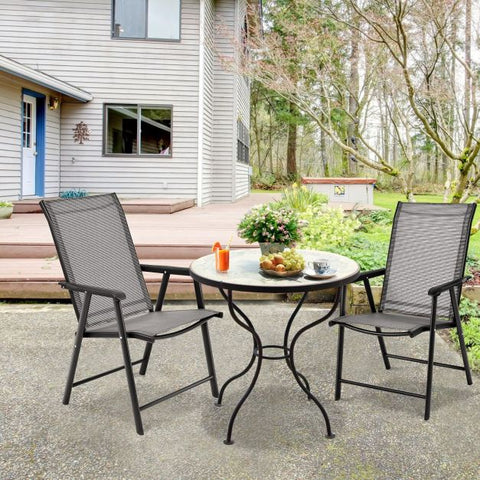 Outdoor Folding Dining Chair Set with Premium Fabric and Ergonomic Armrests