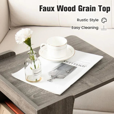 Versatile Movable Side Table with C-Shaped Design and Ample Storage