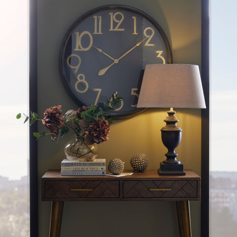 Vintage and Ultra Stylish Large Wall Clock in Brass and Black