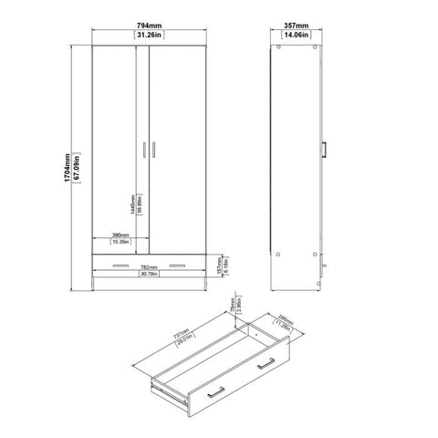 Minimalistic and Neat Wardrobe with Adjustable Hinges and Sleek Design