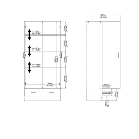 Minimalistic and Neat Wardrobe with Adjustable Hinges and Sleek Design