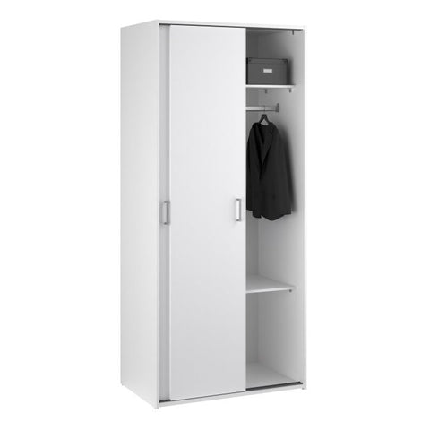 Sleek and Modern Wardrobe with Organized Sliding Door Design in White