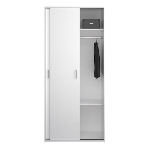 Sleek and Modern Wardrobe with Organized Sliding Door Design in White