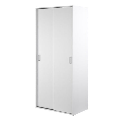 Sleek and Modern Wardrobe with Organized Sliding Door Design in White