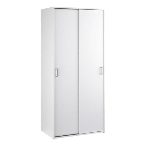 Sleek and Modern Wardrobe with Organized Sliding Door Design in White