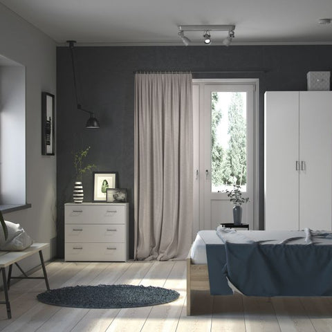 Minimalistic and Compact Versatile Wardrobe with Simple Design in White