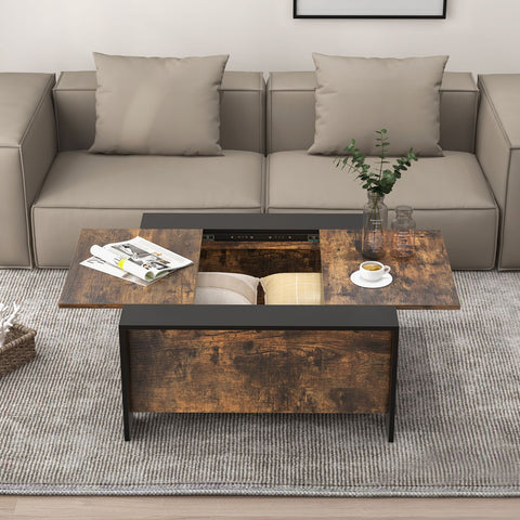 Practical and Stylish Sliding Coffee Table with Square Design and Hidden Storage