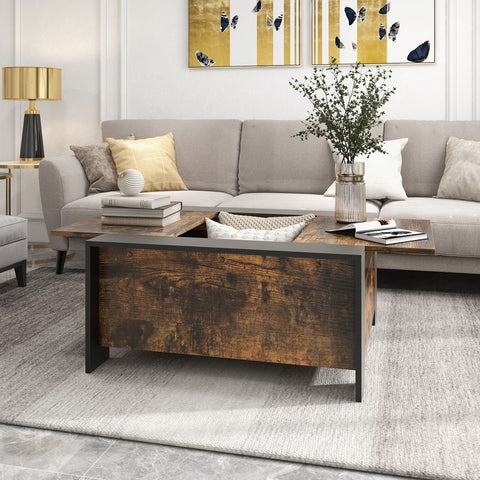 Practical and Stylish Sliding Coffee Table with Square Design and Hidden Storage