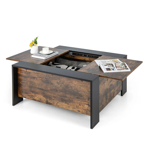 Practical and Stylish Sliding Coffee Table with Square Design and Hidden Storage