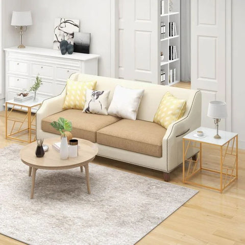 Elegant and Versatile Side table with Geometric Frame and Tempered Glass Top